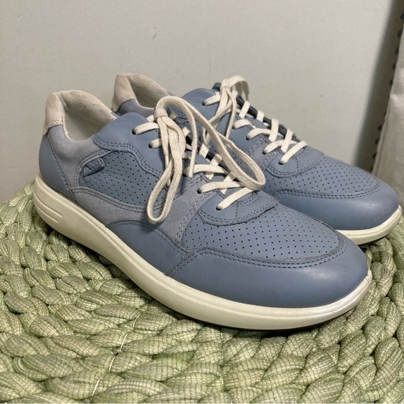ECCO Soft 7 Runner Dusty Blue / Shadow White Leather Lace Up Sneakers - Picture 1 of 8